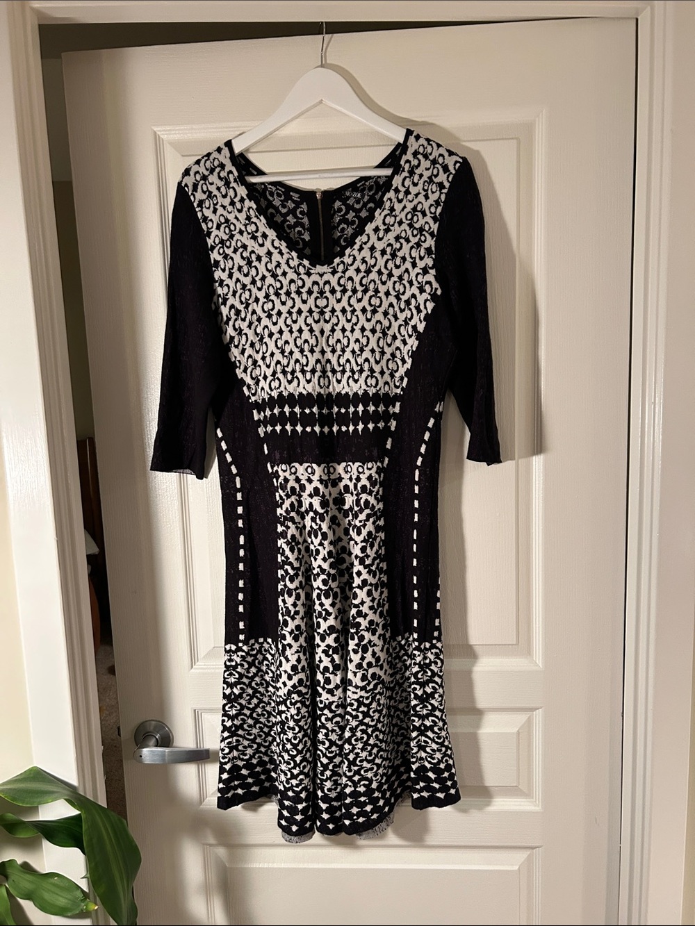 NIC+ZOE Black & White Patterned Midi Dress